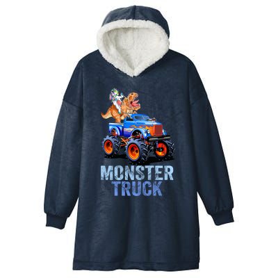 Unicorn Riding Dinosaur Monster Truck Monster Cool Engines Gift Hooded Wearable Blanket