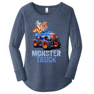 Unicorn Riding Dinosaur Monster Truck Monster Cool Engines Gift Women's Perfect Tri Tunic Long Sleeve Shirt