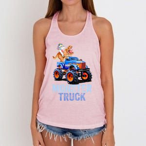 Unicorn Riding Dinosaur Monster Truck Monster Cool Engines Gift Women's Knotted Racerback Tank