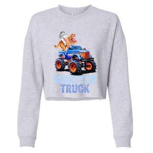 Unicorn Riding Dinosaur Monster Truck Monster Cool Engines Gift Cropped Pullover Crew