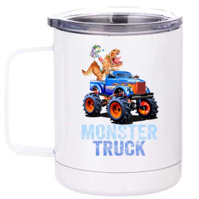 Unicorn Riding Dinosaur Monster Truck Monster Cool Engines Gift 12 oz Stainless Steel Tumbler Cup