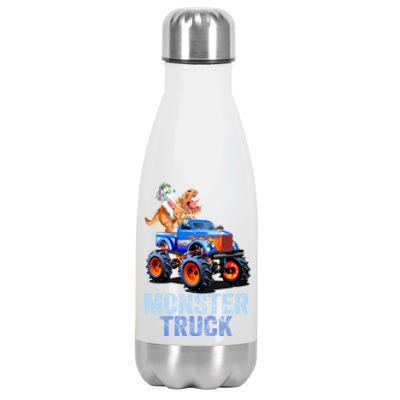 Unicorn Riding Dinosaur Monster Truck Monster Cool Engines Gift Stainless Steel Insulated Water Bottle