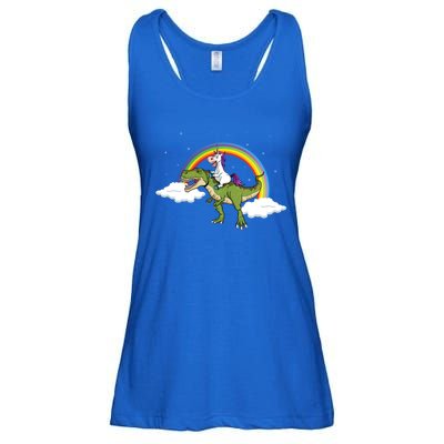 Unicorn Riding Dinosaur Rainbow Magical T Rex Gift Ladies Essential Flowy Tank