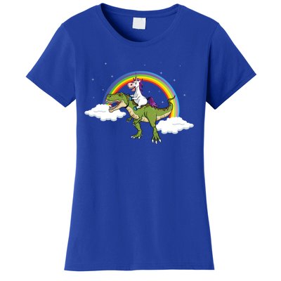 Unicorn Riding Dinosaur Rainbow Magical T Rex Gift Women's T-Shirt