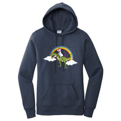 Unicorn Riding Dinosaur Rainbow Magical T Rex Gift Women's Pullover Hoodie