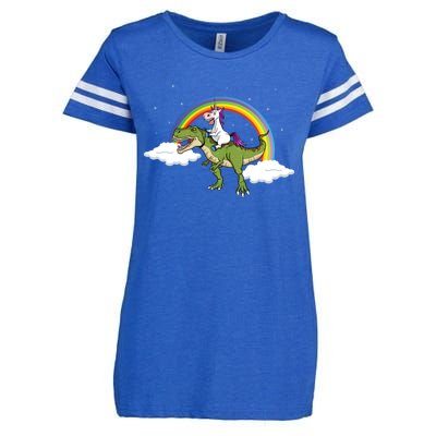 Unicorn Riding Dinosaur Rainbow Magical T Rex Gift Enza Ladies Jersey Football T-Shirt