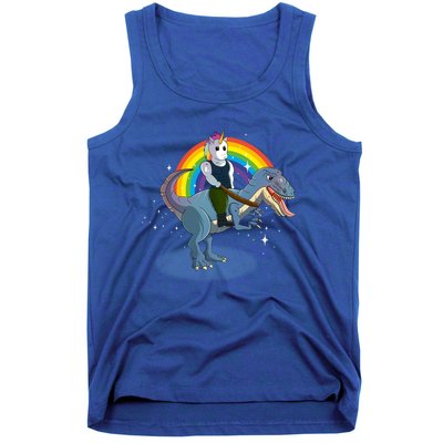 Unicorn Riding Dinosaur Rex Christmas Gift Birthday Gift Tank Top