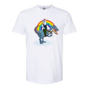 Unicorn Riding Dinosaur Rex Christmas Gift Birthday Gift Softstyle CVC T-Shirt