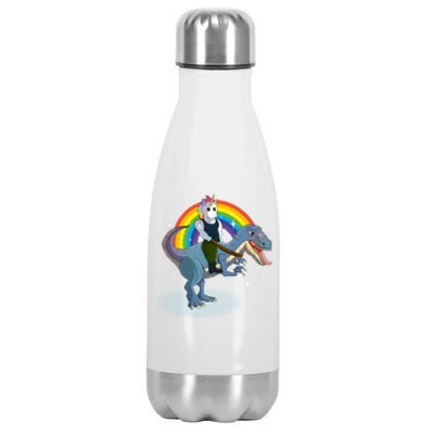 Unicorn Riding Dinosaur Rex Christmas Gift Birthday Gift Stainless Steel Insulated Water Bottle