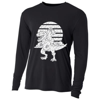 Unicorn Riding Dinosaur Great Gift Cooling Performance Long Sleeve Crew