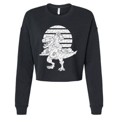 Unicorn Riding Dinosaur Great Gift Cropped Pullover Crew