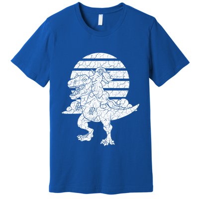 Unicorn Riding Dinosaur Great Gift Premium T-Shirt