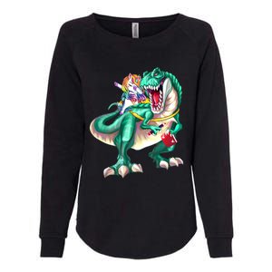 Unicorn Riding Dinosaur T Rex Funny School Meaningful Gift Womens California Wash Sweatshirt