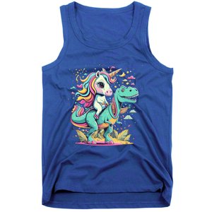 Unicorn Riding Dinosaur T Rex Cool Gift Tank Top