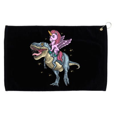 Unicorn Riding Dinosaur T Rex Meaningful Gift Grommeted Golf Towel