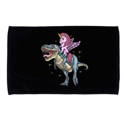 Unicorn Riding Dinosaur T Rex Meaningful Gift Microfiber Hand Towel