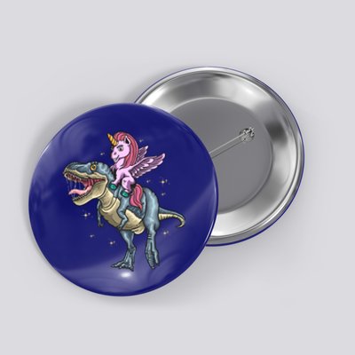 Unicorn Riding Dinosaur T Rex Meaningful Gift Button