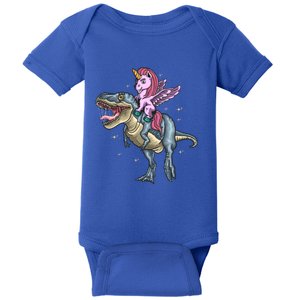 Unicorn Riding Dinosaur T Rex Meaningful Gift Baby Bodysuit