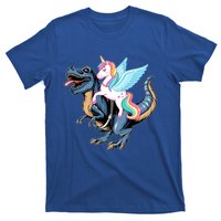 Unicorn Riding Dinosaur T Rex Gift T-Shirt