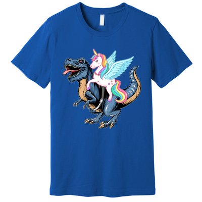 Unicorn Riding Dinosaur T Rex Gift Premium T-Shirt