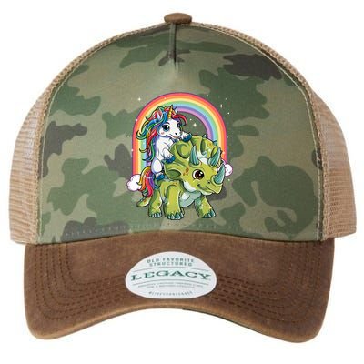 Unicorn Riding Dinosaur Triceratops Rainbow Legacy Tie Dye Trucker Hat