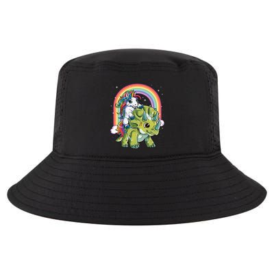 Unicorn Riding Dinosaur Triceratops Rainbow Cool Comfort Performance Bucket Hat