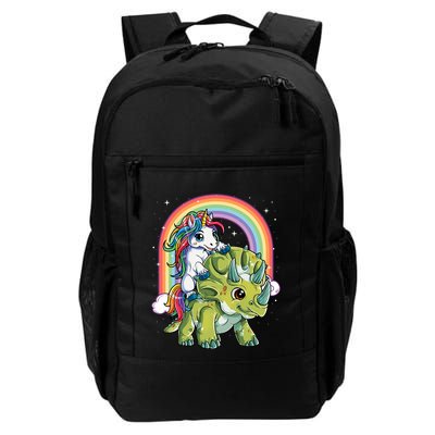 Unicorn Riding Dinosaur Triceratops Rainbow Backpack