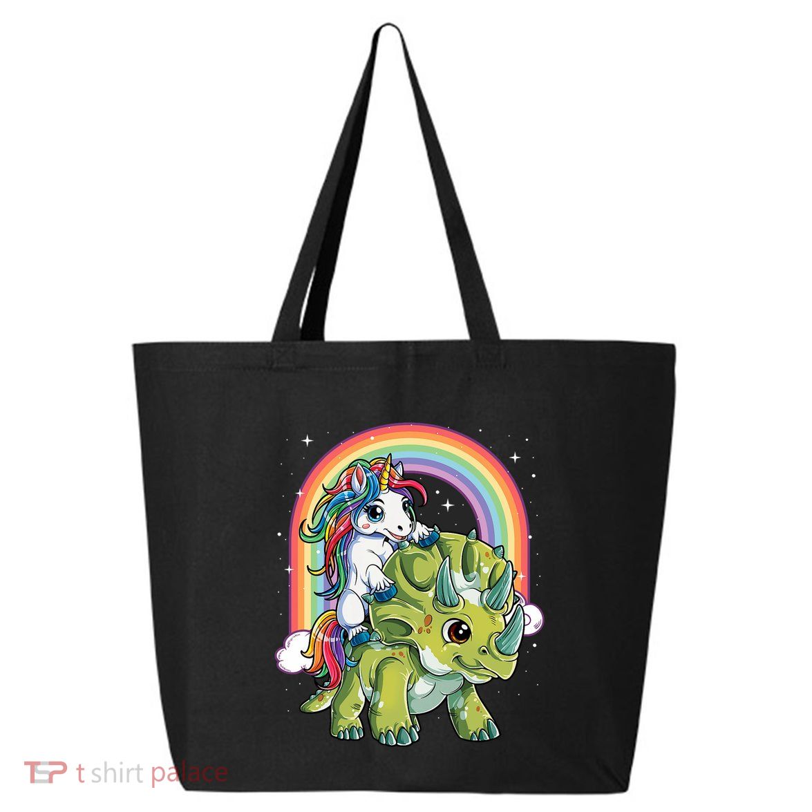 Unicorn Riding Dinosaur Triceratops Rainbow 25L Jumbo Tote