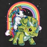 Unicorn Riding Dinosaur Triceratops Rainbow Golf Towel