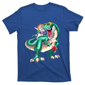 Unicorn Riding Dinosaur Wearing Sunglasses School Funny Gift T-Shirt