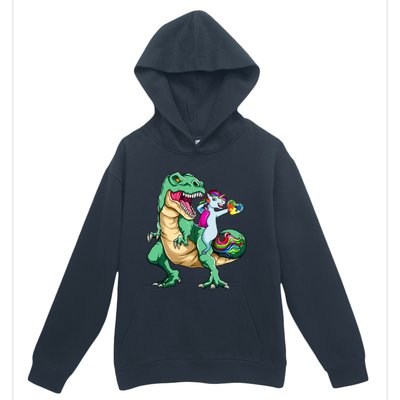 Unicorn Riding Dinosaur Autism Awareness Valentines Day Gift Cute Gift Urban Pullover Hoodie