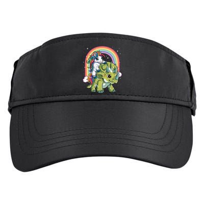 Unicorn Riding Dinosaur Triceratops Funny Boys Girls Rainbow Gift Adult Drive Performance Visor