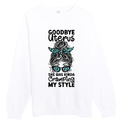 Uterus Recovery Essentials Messy Bun Leopard Accessories Premium Crewneck Sweatshirt