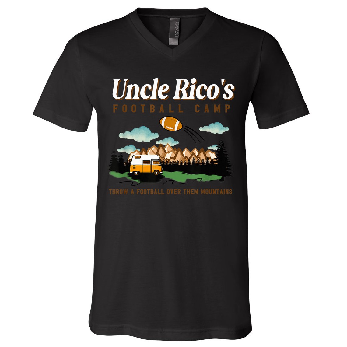 Uncle Rico's Football Camp Throw A Football Over Them V-Neck T-Shirt