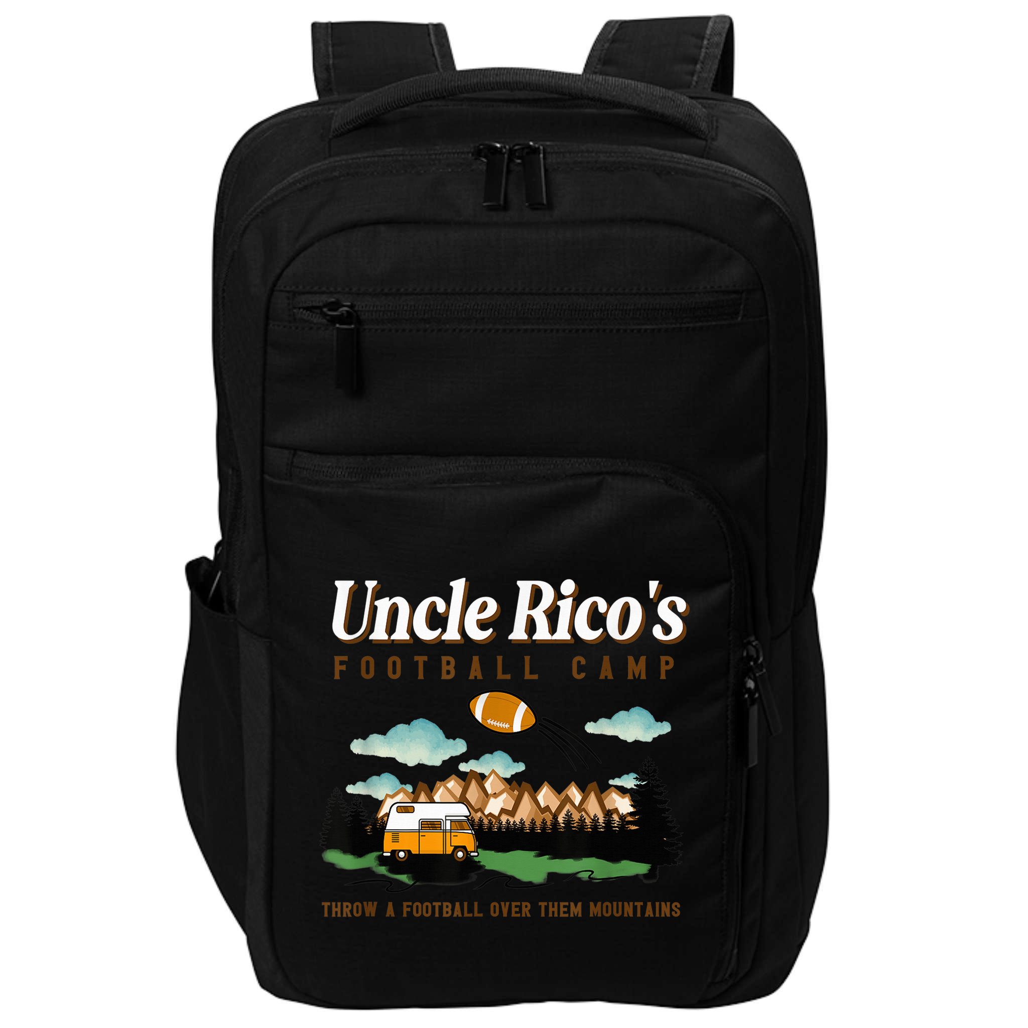 Uncle Rico's Football Camp Throw A Football Over Them Impact Tech Backpack