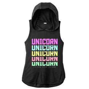 Unicorn Repeat Follow Your Dream Ladies PosiCharge Tri-Blend Wicking Draft Hoodie Tank