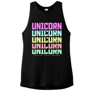 Unicorn Repeat Follow Your Dream Ladies PosiCharge Tri-Blend Wicking Tank