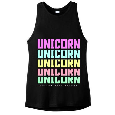 Unicorn Repeat Follow Your Dream Ladies PosiCharge Tri-Blend Wicking Tank