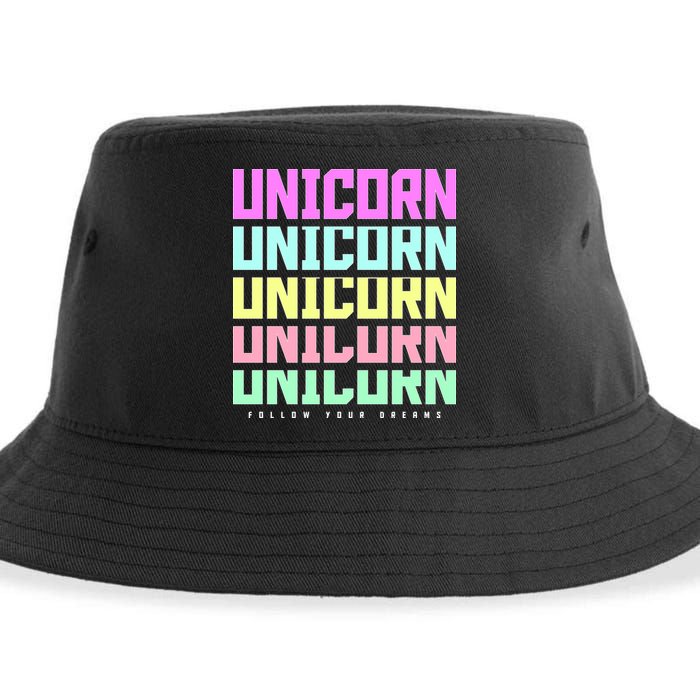Unicorn Repeat Follow Your Dream Sustainable Bucket Hat