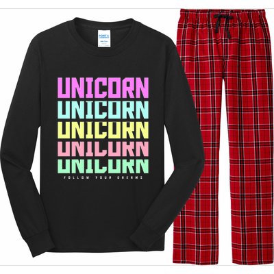 Unicorn Repeat Follow Your Dream Long Sleeve Pajama Set