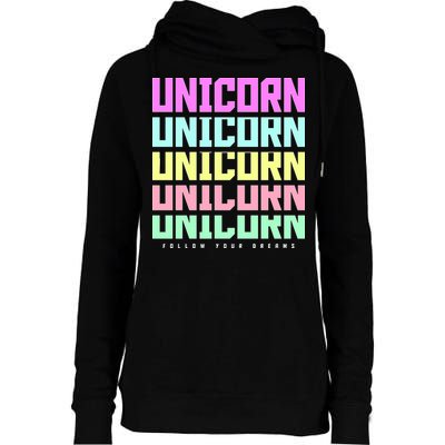Unicorn Repeat Follow Your Dream Womens Funnel Neck Pullover Hood