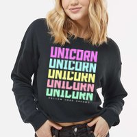 Unicorn Repeat Follow Your Dream Cropped Pullover Crew