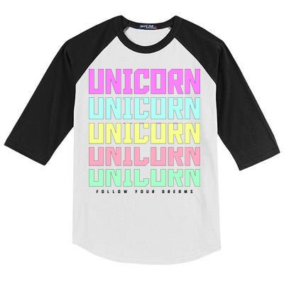 Unicorn Repeat Follow Your Dream Kids Colorblock Raglan Jersey