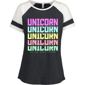 Unicorn Repeat Follow Your Dream Enza Ladies Jersey Colorblock Tee