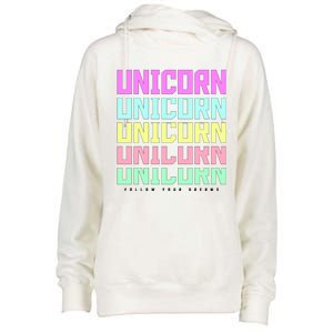 Unicorn Repeat Follow Your Dream Womens Funnel Neck Pullover Hood