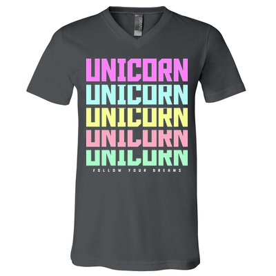 Unicorn Repeat Follow Your Dream V-Neck T-Shirt