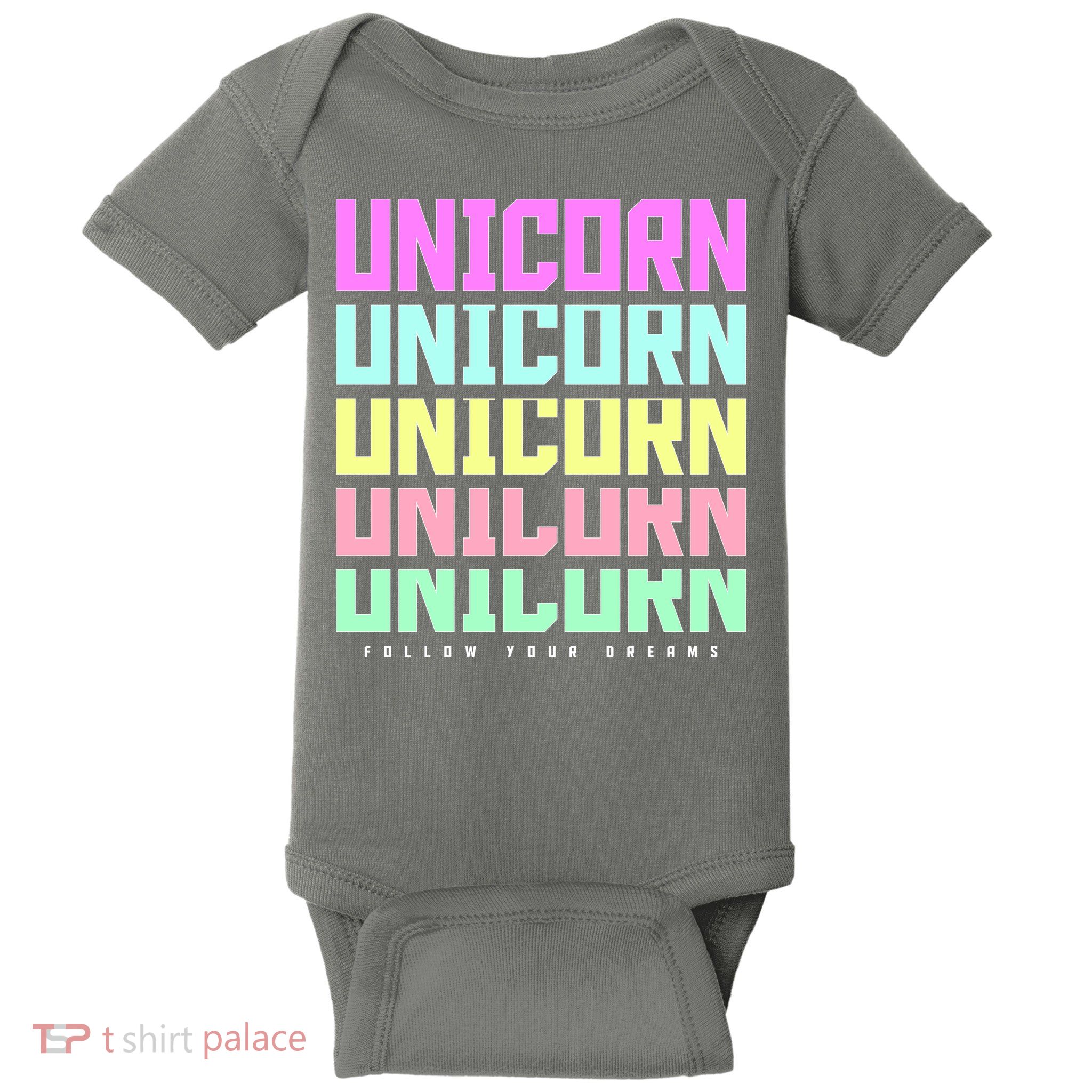 Unicorn Repeat Follow Your Dream Baby Bodysuit