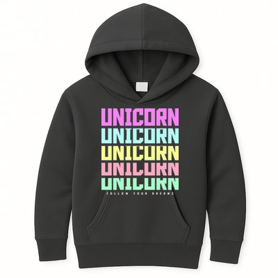 Unicorn Repeat Follow Your Dream Kids Hoodie