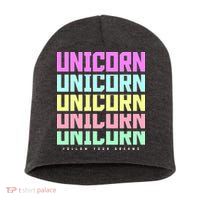 Unicorn Repeat Follow Your Dream Short Acrylic Beanie
