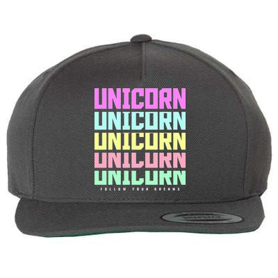 Unicorn Repeat Follow Your Dream Wool Snapback Cap